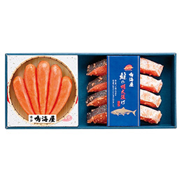 「鳴海屋」無着色辛子明太子＆鮭の明太漬けセット MSD-240