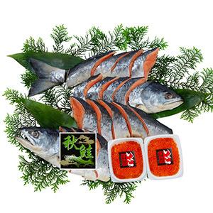 【オススメ！海産物】北海道産　新巻鮭姿切身＆いくら醤油漬け　親子セット