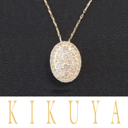 [KIKUYA] デザインオーバル　K18ダイヤ（計0.50ｃｔ）ネックレス
