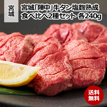 宮城「陣中」 牛タン 塩麹熟成食べ比べセット 2種セット 各240g