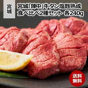 宮城「陣中」 牛タン 塩麹熟成食べ比べセット 2種セット 各240g