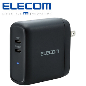[ELECOM] エレコム MPA-ACCP24BK AC充電器 60W＋18W タイプCポート×2