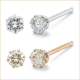 [KIKUYA] （計0.1ct）ダイヤモンド1粒ピアス K18PG / K18WG