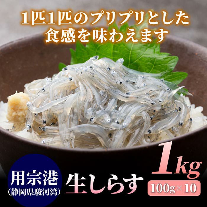 [静岡県駿河湾産] 用宗港 生しらす1kg(100g×10) gen-shr-012