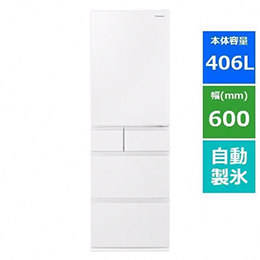 【無料長期保証1+5年付き】＜Panasonic＞ パナソニック ５ドア冷蔵庫 NRE419EX ハーモニーホワイト 右開き