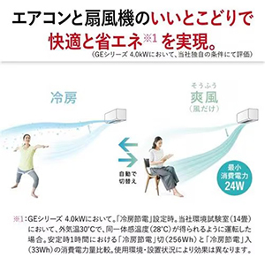 三菱電機 MSZ-GE3624-W エアコン 霧ヶ峰 GEシリーズ (12畳用) ピュアホワイト 単相100V　15A