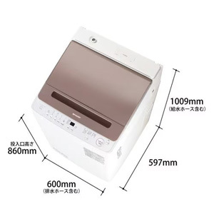 シャープ ES-GV9J-T インバーター全自動 縦型洗濯機 9kg ライトブラウン