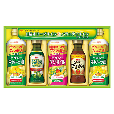 ★日清オイリオ　オリーブオイル＆バラエティオイルギフトセット 5本セット