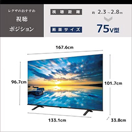 REGZA 75E350M 75V型 4K液晶テレビ BS・CS 4Kチューナー内蔵 Bluetooth・YouTube対応 