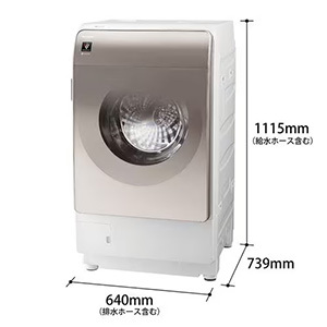 【無料長期保証1+3年付き】シャープ ESV12C ドラム式洗濯機 右開き 洗濯12kg・乾燥6kg アッシュゴールド