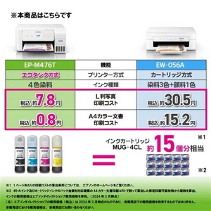 EPSON EP-M476T A4カラーインクジェット複合機・エコタンク搭載モデル ホワイト