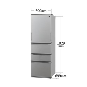 シャープ 冷蔵庫 455L 左右付替 5ドア 幅60cm プラズマクラスター シャキット野菜室 節電25モード SJ-XW46P-S シルバー系 2025年製