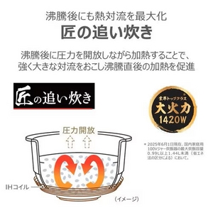 東芝 RC-10HGX(K) 真空圧力IH炊飯器 炎 匠炊き 5.5合炊き グランブラック