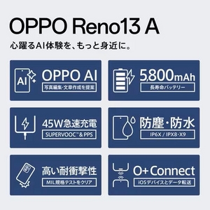 OPPO CPH2699 IB IB OPPO Reno13 A SIMフリースマートフォン アイスブルー