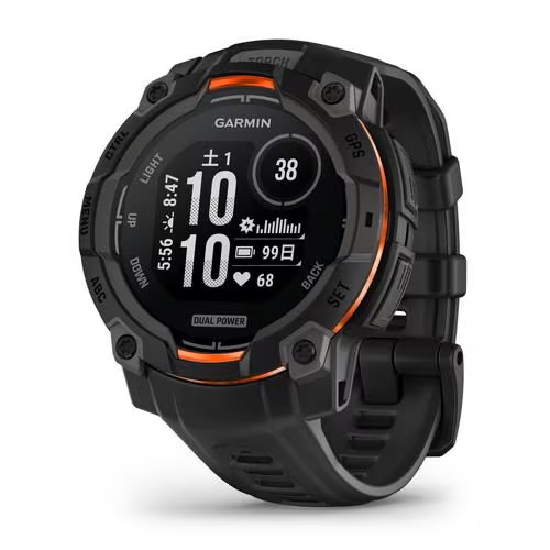 GARMIN 010-02934-30 Instinct 3 45mm Dual Power Black Bezel with Black Band 防水対応 