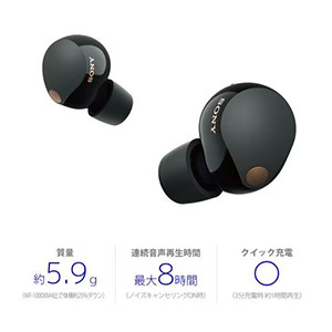 ソニー ワイヤレス イヤホン 左右分離 ハイレゾ ノイズキャンセリング IPX4 最大36時間 USB-C WF-1000XM5 WF1000XM5B ブラック系