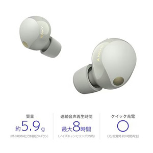 ソニー ワイヤレス イヤホン 左右分離 ハイレゾ ノイズキャンセリング IPX4 最大36時間 USB-C WF-1000XM5 WF1000XM5S シルバー系