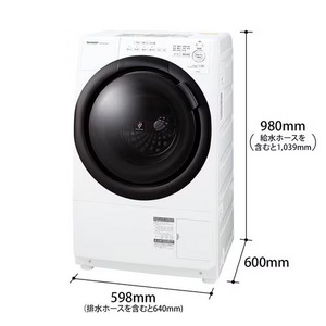シャープ ドラム式洗濯機 左開き 洗濯7.0kg 乾燥3.5kg 幅64cm 自動お掃除 プラズマクラスター ES7S1 ホワイト系