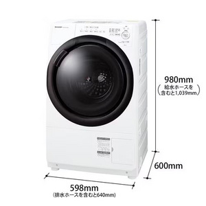 シャープ ドラム式洗濯機 右開き 洗濯7.0kg 乾燥3.5kg 幅64cm 自動お掃除 プラズマクラスター ES7S1 ホワイト系