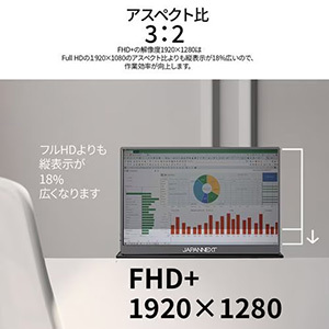 【モバイル】JAPANNEXT モバイルモニター JN-MD-IPS105FHDPR | 10.5型 | 1920x1280 | 60Hz | 420cd/m2 | 1500:1 | 光沢 | HDR | IPS(ADS)