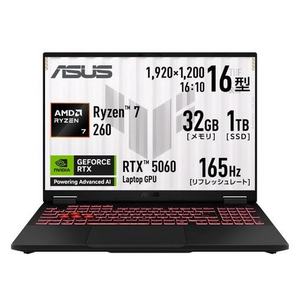 ASUS ノートPC TUF Gaming A16 FA608UM FA608UM-R7R5060[16型 | WUXGA | Ryzen 7 | 32GB | 1TB | Windows 11 Home | イェーガーグレー]