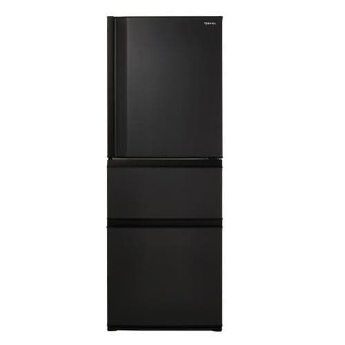 東芝 冷蔵庫 326L 右開き 3ドア 60cm うるおいラップ野菜室 3段冷凍室 GR-Y33SC(KZ) ブラック系