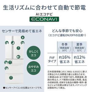 パナソニック 冷蔵庫 451L 観音開き 6ドア 幅68.5cm フルオープン引出し AIエコナビ NR-FVF45S3-W ホワイト系