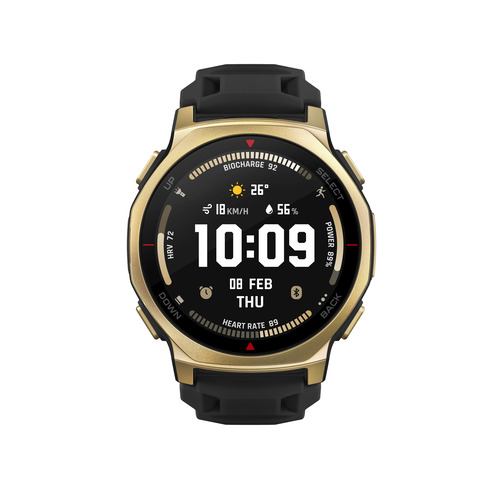 Amazfit SP170079-C238 T-Rex 3 Pro 44mm スマートウォッチ AMOLEDディスプレイ搭載 MIL規格 防水対応 ブラックゴールド