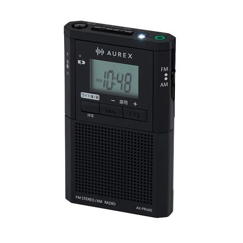 東芝 AX-PRU60(K) ポケットラジオ デカ文字表示液晶パネル搭載 USB充電対応 LEDライト付 ブラック