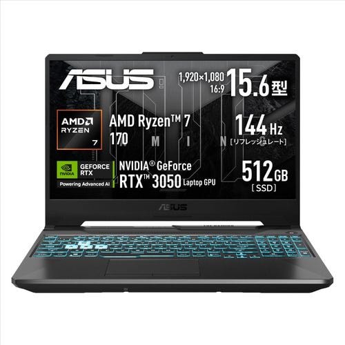 ASUS ノートPC TUF Gaming A15 FA506NCQ-R7R3050[15.6型 | フルHD | Ryzen 7 | 16GB | 512GB | Windows 11 Home | グラファイトブラック]