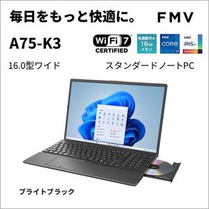 富士通 ノートPC FMV Note A FMVA75K3BA[16型 | WUXGA | Core i7 | 16GB | 256GB  | Windows 11 | Office OP付 | ブライトブラック]