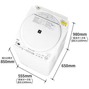 シャープ ES-TX8K-W 縦型洗濯乾燥機 (洗濯8.0kg・乾燥4.5kg)  ★在庫一掃品★