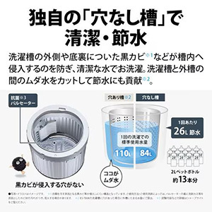 シャープ 縦型洗濯機 洗濯6.5kg 乾燥3.5kg 穴なし槽 ガンコつけおきコース ES-TX6K-W ホワイト系