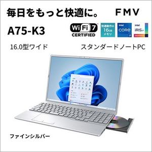 富士通 ノートPC FMV Note A FMVA75K3SA[16型 | WUXGA | Core i7 | 16GB | 256GB  | Windows 11 | Office OP付 | ファインシルバー]