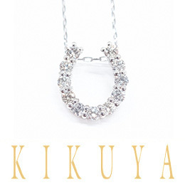 プラチナダイヤ馬蹄モチーフペンダントネックレス(計0.2ct)