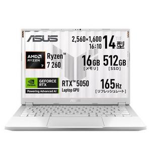 ASUS ノートPC TUF Gaming A14 FA401UH-R7R505016GW[14型 | WQXGA | Ryzen 7 | 16GB | 512GB | Windows 11 Home | ムーンライトホワイト]