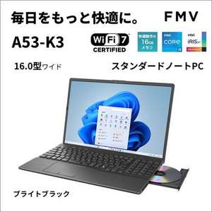 富士通 ノートPC FMV Note A FMVA53K3BA[16型 | WUXGA | Core i5 | 16GB | 256GB  | Windows 11 | Office OP付 | ブライトブラック]