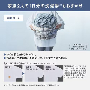 パナソニック 全自動洗濯機 洗濯:8kg 幅55.8cm ダウンジャケットコース スゴ落ち泡洗浄 バック操作パネル NA-FA8H6-W ホワイト系