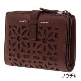 [genten] カットワーク 二つ折り財布　44240