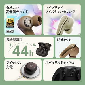 JVCケンウッド HA-A110T-N 完全ワイヤレスイヤホン ノイズキャンセリング ハイレゾ対応 LDAC ワイヤレス充電 IPX4防水 アイボリーゴールド