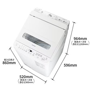 シャープ 全自動洗濯機 洗濯8kg 簡易乾燥 液体洗剤自動投入 パワフルドルフィンNEXT ESSV8L ホワイト系