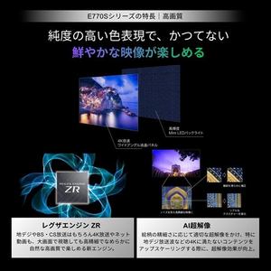 【無料長期保証1+5年付き】REGZA 65E770S 65V型 4K mini LED液晶テレビ 地デジ・4K衛星放送・BS･110度CSデジタルチューナー内蔵 