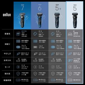 ブラウン 53B12000S 電気シェーバー シリーズ5 メンズ 防水設計 充電式 コードレス ディープキャッチ網刃 3枚刃 ブルー