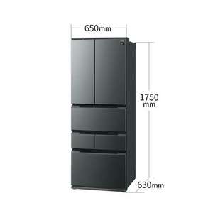 SHARP シャープ 冷蔵庫 429L 観音開き 6ドア 幅65cm メタルドア 大容量冷凍室 プラズマクラスター SJMF43R グレー系