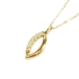 [KIKUYA] K18ダイヤデザインペンダントネックレス　リーフ(計0.02ct)