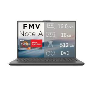 富士通 ノートPC FMV Note A FMVA75L2BA[16型 | WUXGA | Ryzen 7 | 16GB | 512GB | Windows 11 Home | Officeオプ付 | ブライトブラック]