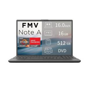 富士通 ノートPC FMV Note A FMVA53L2BA[16型 | WUXGA | Ryzen 5 | 16GB | 512GB | Windows 11 Home | Officeオプ付 | ブライトブラック]