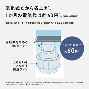 パナソニック FE-KX05D-W ヒーターレス気化式加湿機 DCモーター搭載 加湿量600mL／h プレハブ洋室14畳 木造和室8.5畳 ミスティホワイト