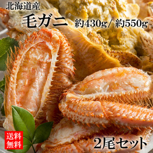[北海道産]毛ガニ(約430g×2尾セット、約550g×2尾セット)