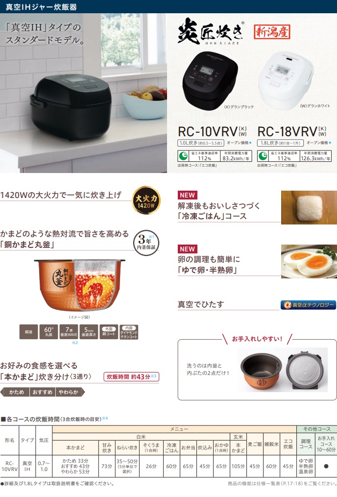 東芝 RC-10VRV(K) 真空ＩＨ炊飯器 炎 匠炊き 5.5合 グランブラック RC10VRV(K) 炊飯器